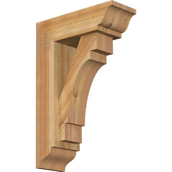 Ekena Millwork Merced Traditional Rough Sawn Bracket w/ Offset Brace, Western Red Cedar, 6"W x 16"D x 24"H BKT0604X16X24MRC01RWR - main